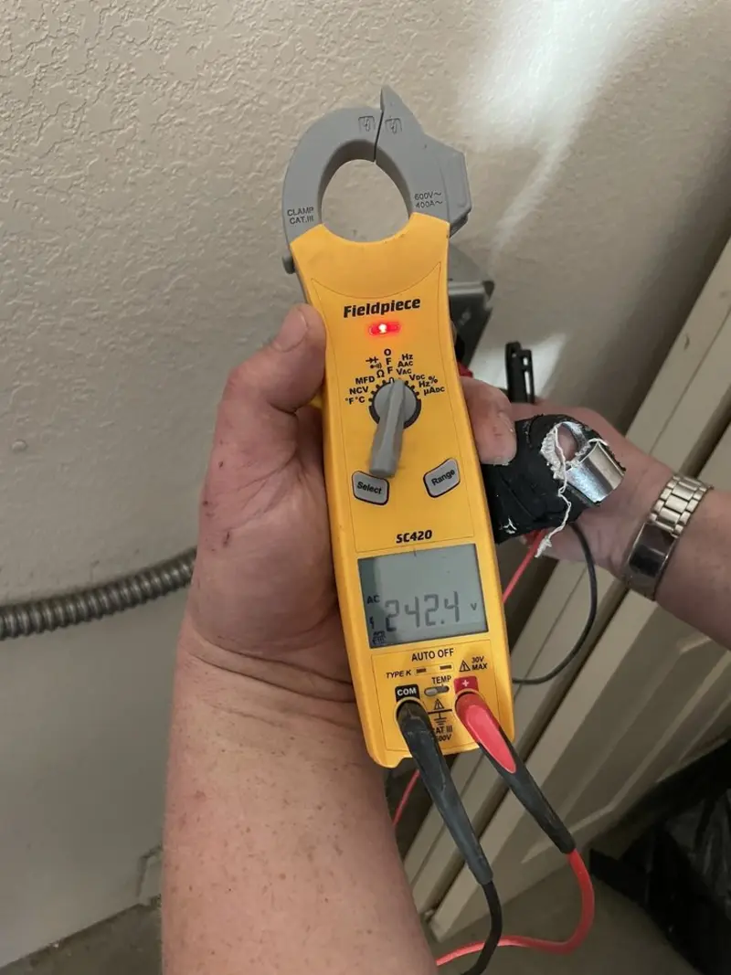 Voltage testing with clamp meter during Outlet Installation in Hamptonburgh